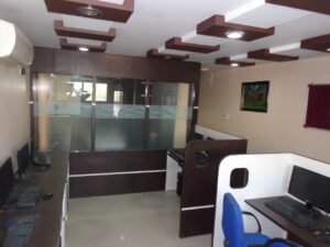 Office for lease in Bodakdev Ahmedabad with furnished interiors, cabins and workstations